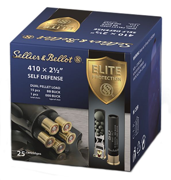 Picture of Sellier & Bellot Self Defense 410 Gauge 2.50" 15 Pellets 1/2 Oz 987 Fps 000 Buck Shot 25 Bx/20 Cs 