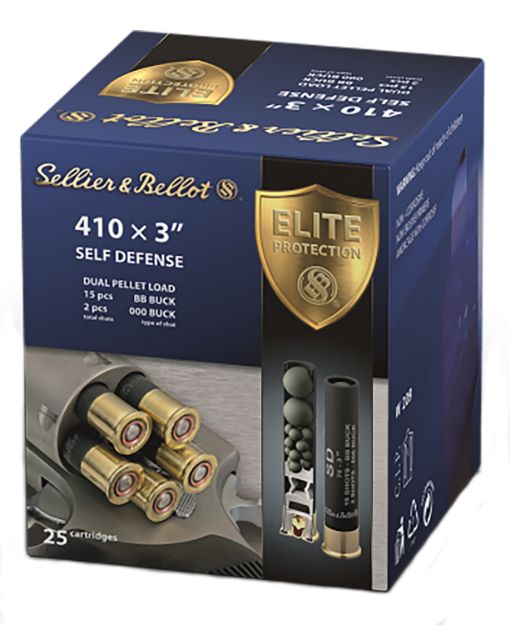 Picture of Sellier & Bellot Self Defense 410 Gauge 3" 15 Pellets 11/16 Oz 987 Fps 000 Buck Shot 25 Bx/20 Cs 