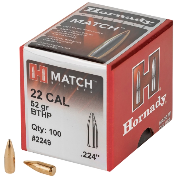 Picture of Hornady Match Target 22 Cal .224 52 Gr Hollow Point Boat-Tail Match (Hpbtm) 