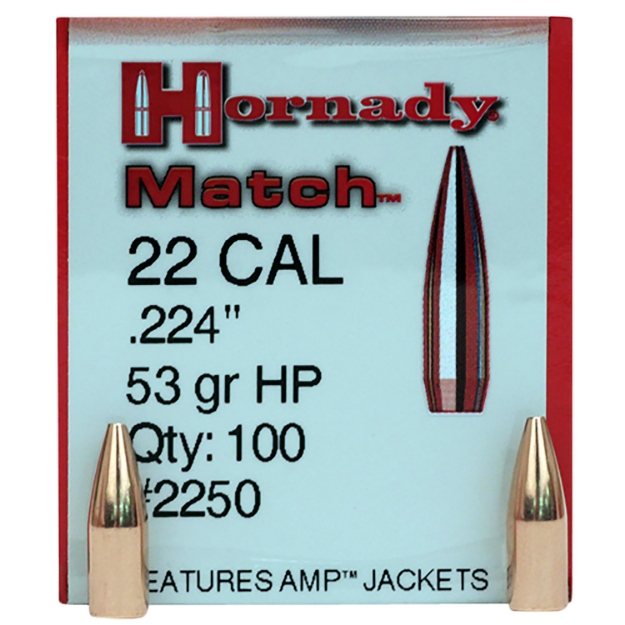 Picture of Hornady Match Target 22 Cal .224 53 Gr Hollow Point Match 