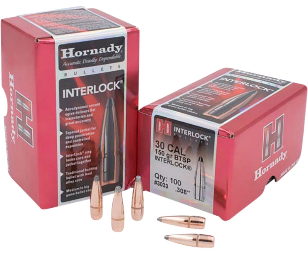 Picture of Hornady Interlock Hunting 30 Cal .308 150 Gr Boat-Tail Soft Point 