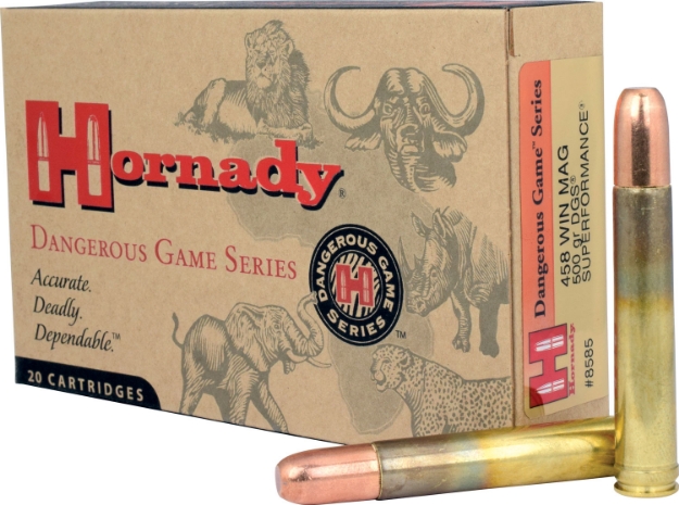 Picture of Hornady Dangerous Game Superformance 458 Win Mag 500 Gr 2140 Fps Dangerous Game Solid (Dgs) 20 Bx/6 Cs 