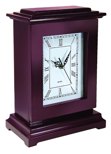 Picture of Peace Keeper Tall Gun Clock Front Panel Entry Mahogany Stain Wood Holds 1 Handgun 13.25" L X 9.50" W X 6.25" D 