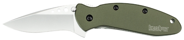 Picture of Kershaw Scallion 2.40" Folding Drop Point Plain Bead Blasted 420Hc Ss Blade Olive Drab Anodized Aluminum Handle Includes Pocket Clip 