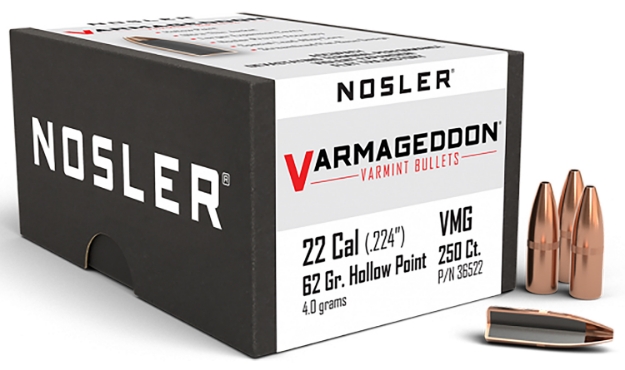 Picture of Nosler Varmageddon Varmint 22 Cal .224 62 Gr Flat Base Hollow Point (Fbhp) 250 Per Box 