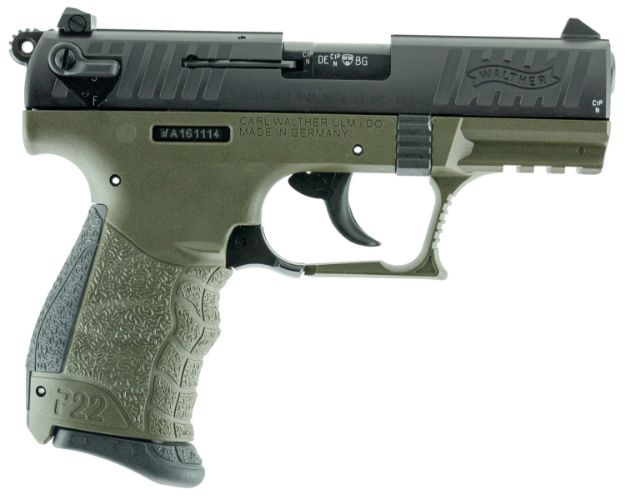 Picture of Walther Arms P22 Military *Ca Compliant 22 Lr 10+1 3.42" Matte Black Tenifer Serrated/Steel Slide, Od Green Polymer Frame W/Picatinny Rail, Od Green Interchangeable Backstrap Grips 