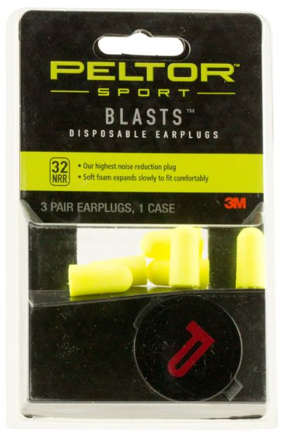 Picture of Peltor Sport Blast Earplugs Foam 32 Db In The Ear Yellow Adult 3 Pair 