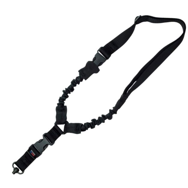 Picture of Grovtec Us Inc Single Point Made Of Black Elastic With Bungee Design & 1.25" Push Button Swivels For Rifle/Shotgun 