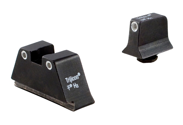 Picture of Trijicon Suppressor/Optic Height Sights- Glock Standard Frames Black | Green Tritium White Outline Front Sight Green Tritium White Outline Rear Sight 