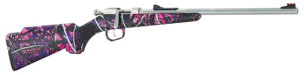 Picture of Henry Mini Bolt 22 Short, 22 Long Or 22 Lr Caliber With 1Rd Capacity, 16.25" Barrel, Matte Stainless Metal Finish & Muddy Girl Synthetic Stock Right Hand (Youth) 