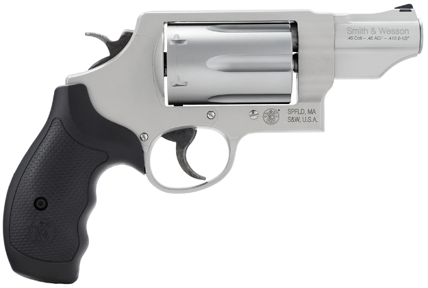 Picture of Smith & Wesson Governor 45 Colt (Lc) Or 2.50" 410 Gauge, 2.75" Stainless Barrel, 6Rd Stainless Cylinder, Matte Silver Scandium Alloy Z-Frame, Black Polymer Grip 