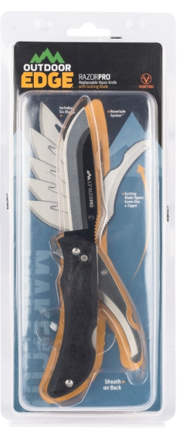 Picture of Outdoor Edge Razorpro 3.50" Folding Razor/Gut Plain 420J2 Stainless Steel Blade Tpr Black Handle 