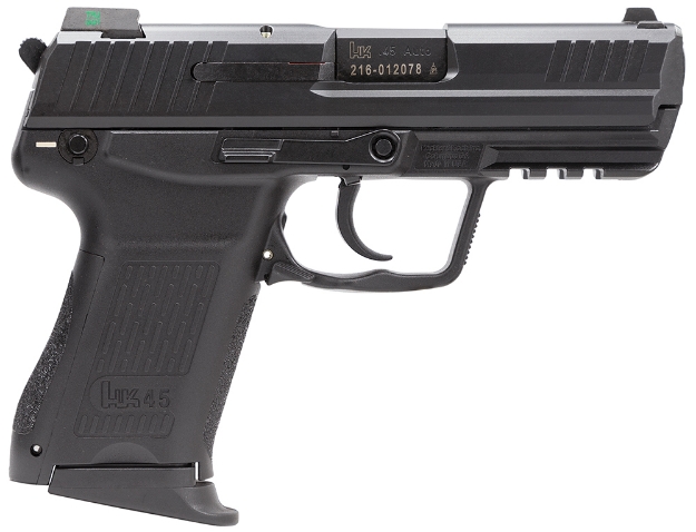 Picture of Hk Hk45 V1 *Ma Compliant Compact 45 Acp 8+1 3.94" Black Black Serrated Slide Black Polymer Frame W/Picatinny Rail & Serrated Trigger Guard Black Interchangeable Backstrap Grips Ambidextrous 