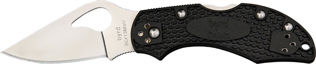 Picture of Spyderco Byrd Robin 2 Lightweight 2.43" Folding Drop Point Plain 8Cr13mov Ss Blade Black Bi-Directional Texturing Frn Handle Includes Pocket Clip 