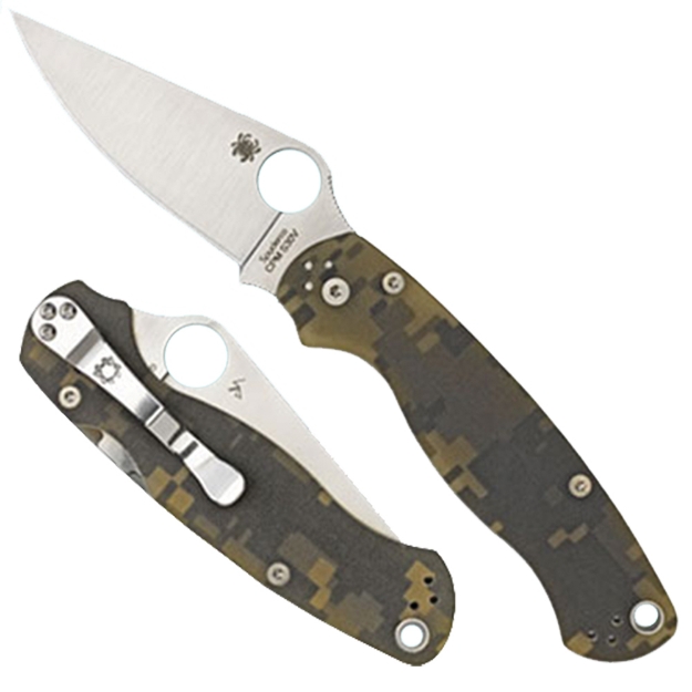 Picture of Spyderco Para Military 2 3.45" Folding Drop Point Plain Cpm S45vn Ss Blade Camo G10 Handle Includes Pocket Clip 