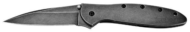 Picture of Kershaw Leek 3" Folding Drop Point Plain Black Dlc 14C28n Steel Blade Blackwash 410 Stainless Steel Handle Includes Pocket Clip 