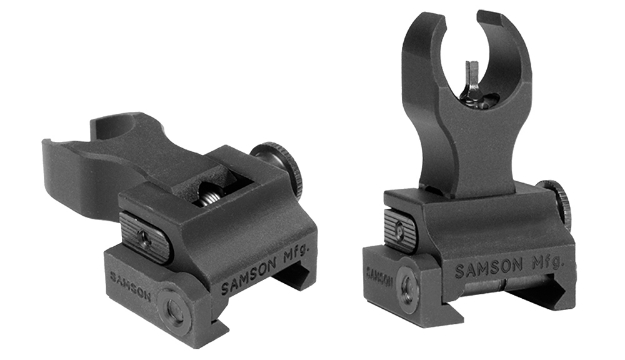 Picture of Samson Quick Flip Front Sight Gas Block Extended Height (A2) Black Hardcoat Anodized Flip Up For Ar-15 