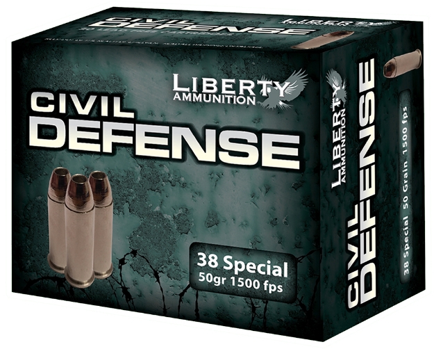 Picture of Liberty Ammunition Civil Defense Protection 38 Special 50 Gr Lead-Free Fragmenting Hollow Point (Lffhp) 20 Per Box/ 50 Cs 