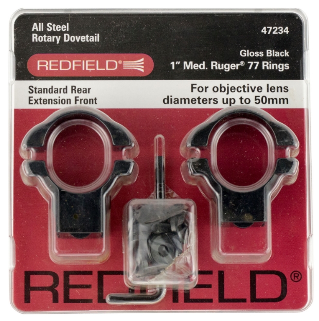 Picture of Redfield Mounts Scope Ring Set 1" Medium Black Gloss Steel For Ruger 77 