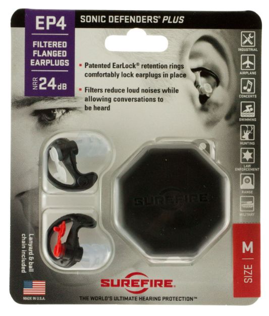 Picture of Surefire Ep4 Sonic Defenders Plus Polymer 24 Db Flanged Black Medium Adult 1 Pair 