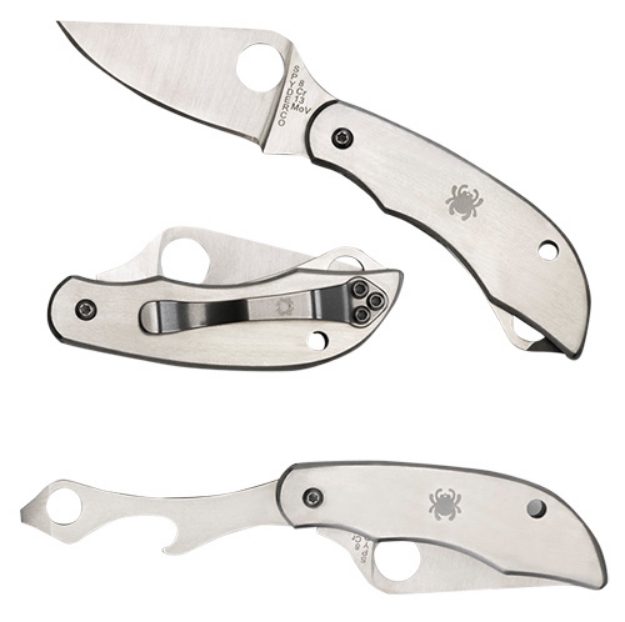 Picture of Spyderco Clipitool Silver Stainless Steel Folding 8Cr13mov Ss 4.57"/4.59" Long Plain Blade Stainless Steel Handle Features Screwdriver/Opener 