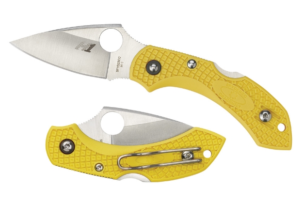 Picture of Spyderco Dragonfly 2 Salt 2.25" Folding Clip Point Serrated H1 Steel Blade Yellow Bi-Directional Texturing Frn Handle Includes Pocket Clip 