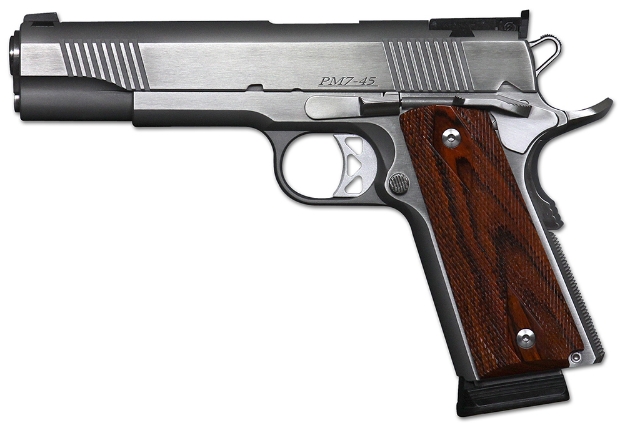 Picture of Dan Wesson Pointman Seven *Ca Compliant 45 Acp 8+1 5" Barrel, Forged Stainless Steel Frame W/Beavertail. Double Diamond Cocobolo Grip, Includes 2 Magazines 