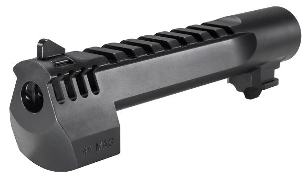 Picture of Magnum Research Oem Replacement Barrel 44 Rem Mag 6" Black Finish Steel Material With Fixed Front Sight, Picatinny Rail & Muzzle Brake For Desert Eagle Mark Xix 