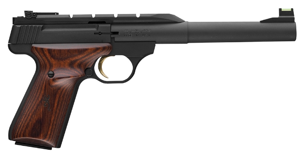 Picture of Browning Buck Mark Hunter 22 Lr 10+1 7.25" Tapered Bull Barrel, Matte Black Optic Ready/Serrated Steel Slide, Matte Black Aluminum Frame, Laminate Cocobolo Grips 