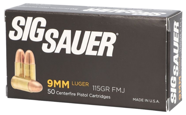 Picture of Sig Sauer Elite Ball 9Mm Luger 115 Gr Full Metal Jacket (Fmj) 50 Per Box/20 Cs 