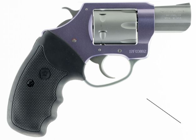 Picture of Charter Arms Pathfinder Lavender Lady 22 Wmr 6 Shot 2" Stainless Barrel & Cylinder Lavender Aluminum Frame Black Finger Grooved Rubber Grip 