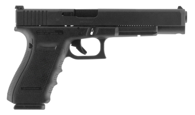 Picture of Glock G40 Gen4 Mos 10Mm Auto 6.02" 15+1 Overall Black Finish With Long Steel With Mos Cuts Slide, Finger Grooved Rough Texture Interchangeable Backstrap Grip & Adjustable Sights 