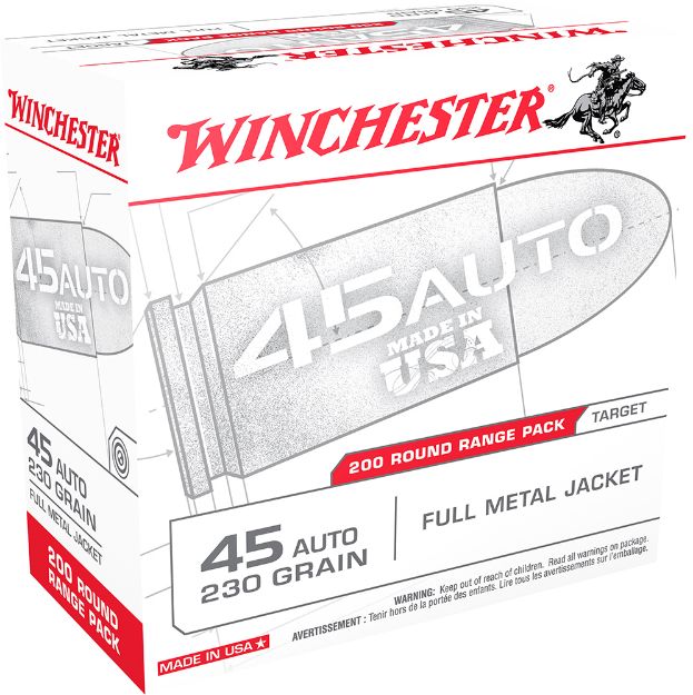 Picture of Winchester Ammo Usa Target 45 Acp 230 Gr Full Metal Jacket (Fmj) 200 Per Box/ 3 Cs 