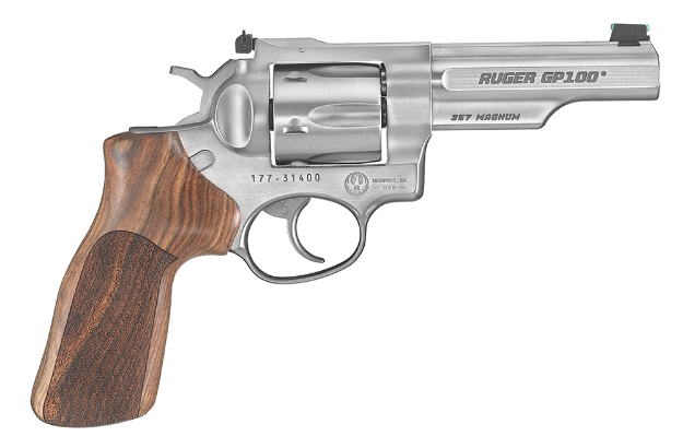 Picture of Ruger Gp100 Match Champion 357 Mag 4.20" Half-Lug Barrel 6Rd Cylinder, Satin Stainless Steel Frame, Hogue Stippled Hardwood Grip, Transfer Bar Safety 