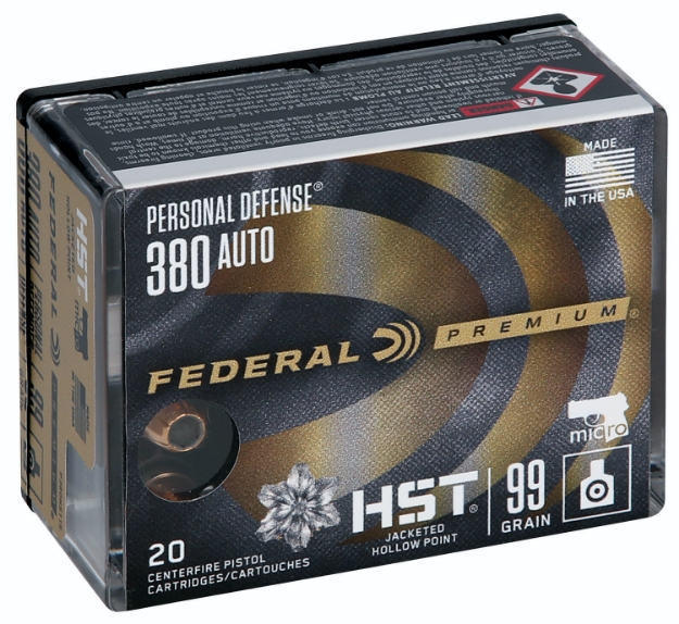 Picture of Federal Premium Personal Defense Micro 380 Acp 99 Gr Hst Jacketed Hollow Point 20 Per Box/ 10 Cs 