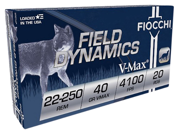 Picture of Fiocchi Field Dynamics V-Max 22-250 Rem 40 Gr Hornady V-Max (Vmx) 20 Per Box/ 10 Cs 