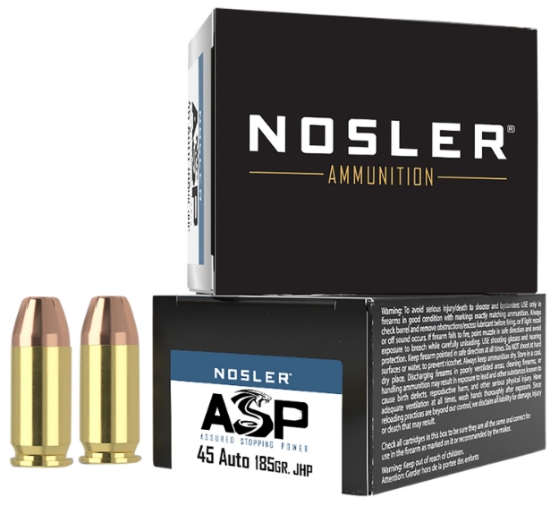 Picture of Nosler Assured Stopping Power Handgun 45 Acp 185 Gr Jacketed Hollow Point (Jhp) 20 Per Box/ 20 Cs 