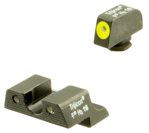 Picture of Trijicon Hd Night Sights- Glock Small Frames Black | Green Tritium Yellow Outline Front Sight Green Tritium Black Outline Rear Sight 