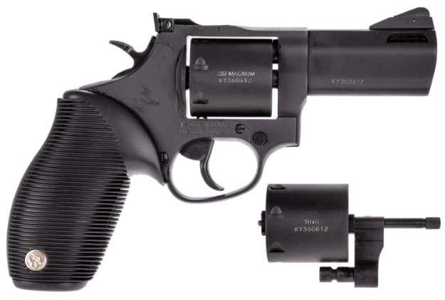 Picture of Taurus 692 9Mm Luger, 38 Special +P Or 357 Mag Caliber With 3" Ported Barrel, 7Rd Capacity Cylinder, Overall Matte Black Finish Steel & Black Ribber Grip Includes 2 Cylinders 