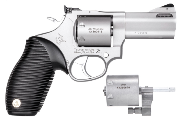 Picture of Taurus 2-692039 692 9Mm Luger, 38 Special +P Or 357 Mag Caliber With 3" Ported Barrel, 7Rd Capacity Cylinder, Overall Matte Finish Stainless Steel & Black Ribber Grip Includes 2 Cylinders 