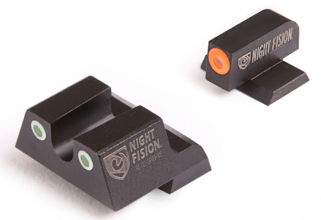 Picture of Night Fision Perfect Dot Tritium Night Sights For Canik Black | Green Tritium Orange Ring Front Sight Green Tritium White Ring Rear Sight 