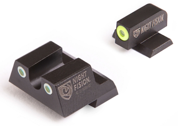 Picture of Night Fision Perfect Dot Tritium Night Sights For Canik Black | Green Tritium Yellow Ring Front Sight Green Tritium White Ring Rear Sight Set 