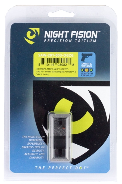 Picture of Night Fision Tritium Night Sights For Smith & Wesson Black | Green Tritium Orange Ring Front Sight Green Tritium Black Ring Rear Sight 