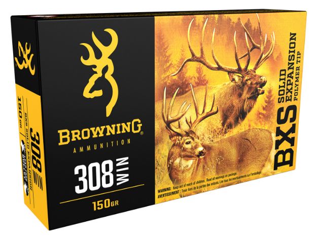 Picture of Browning Ammo Bxs Big Game & Deer 308 Win 150 Gr Lead Free Solid Expansion Polymer Tip 20 Per Box/10 Cs 