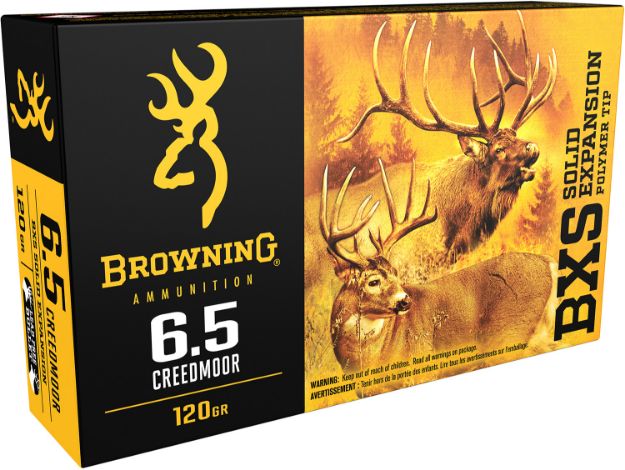 Picture of Browning Ammo Bxs Big Game & Deer 6.5 Creedmoor 120 Gr Lead Free Solid Expansion Polymer Tip 20 Per Box/10 Cs 