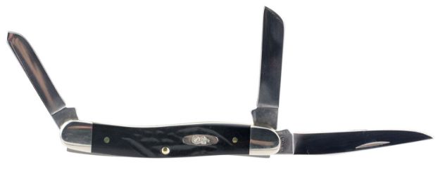 Picture of Case Stockman Medium 2.57"/1.88"/1.71" Folding Clip/Sheepsfoot/Spey Plain Mirror Polished Tru-Sharp Ss Blade/Rough Black Jigged Synthetic Handle 