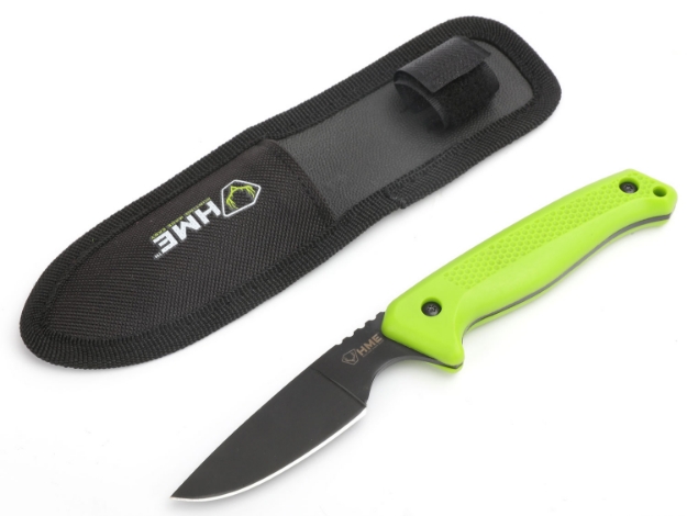 Picture of Hme Fixed Blade 2.50" Fixed Caper Plain Black Oxide 420Hc Ss Blade Green Tpr Handle Includes Sheath 