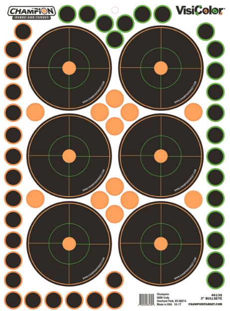 Picture of Champion Targets Visicolor Self-Adhesive Paper Pistol/Rifle Multi Color 3" Bullseye Includes Pasters 5 Pack 