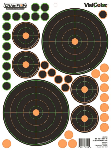 Picture of Champion Targets Visicolor Variety Pack Self-Adhesive Paper Black/Orange 50 Yds Bullseye Includes Pasters 5 Pack 