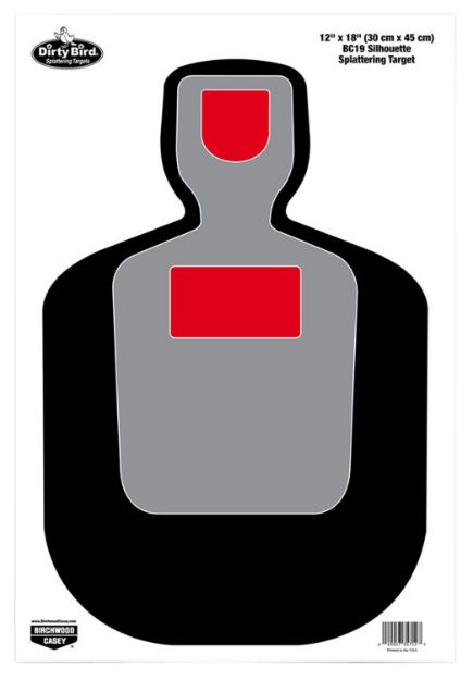 Picture of Birchwood Casey Dirty Bird Silhouette Tagboard Hanging Pistol 12" X 18" Multi-Color 8 Per Pkg 